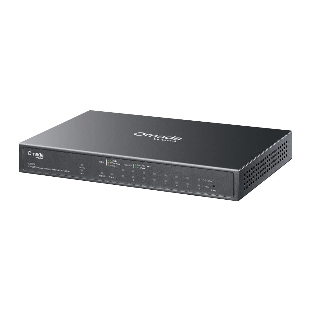 TP-Link Omada Easy Managed Switch 10 Ports Gigabit with 8 PoE+ Ports (8GE +1GE+ 1GE RJ45/SFP Combo port) ES210GP view 3